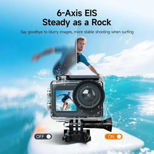 Miniatura 4 de SVBONY SVGo2 4K30FPS Cámara subacuática, EIS 2.0 doble pantalla táctil impermeable bajo el agua, zoom 50MP 5X, cámara de acción remota con palo