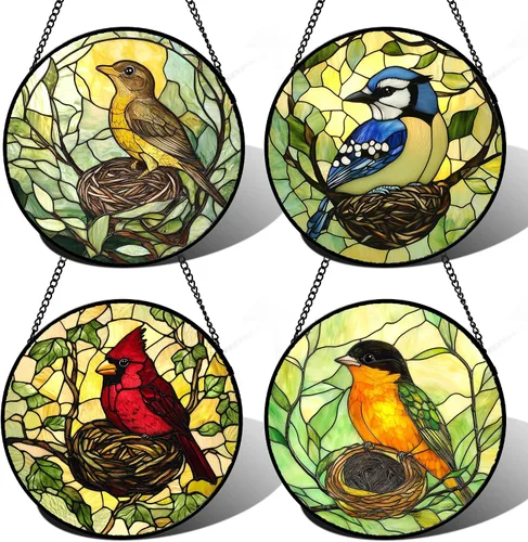 Miniatura 16 de DASTOLL Colgante de vidrio emplomado para ventana, diseño de lirio del valle, mariposa, atrapasol para puertas, hogar, atrapasoles decoración