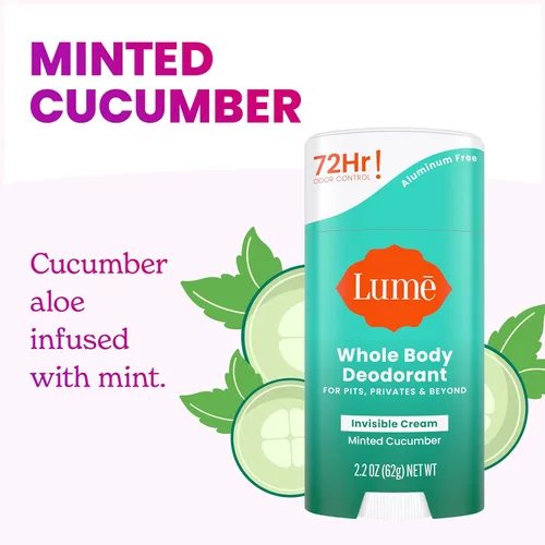 Miniatura 4 de Lume Desodorante para Todo el Cuerpo - Barra de Crema Invisible - Control de Olores de 72 Horas - Sin Aluminio, Sin Bicarbonato de Sodio, Seguro