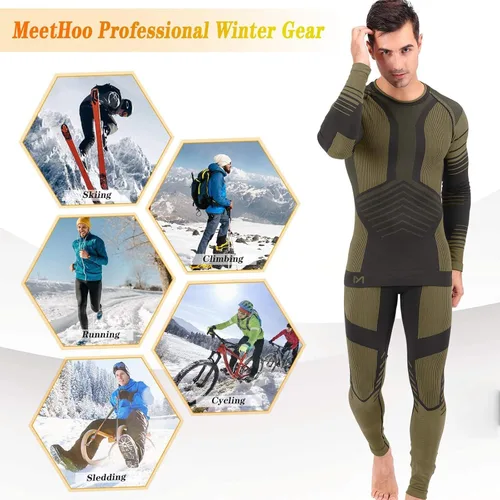 Miniatura 5 de MeetHoo Conjunto de ropa interior térmica para hombre, equipo de invierno, capa base, pantalones largos
