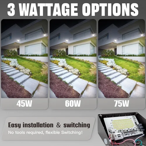 Miniatura 6 de Paquete de luz LED de pared de 75/65/50 W con sensor de atardecer a amanecer, 11250 LM 6000/5000/4000K LED de seguridad de inundación, luces