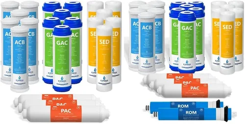 Miniatura 8 de Express Water Juego de filtros de repuesto para sistema de ósmosis inversa de 3 años, 21 filtros, carbono GAC, ACB, PAC, sedimento SED 10 pulgadas