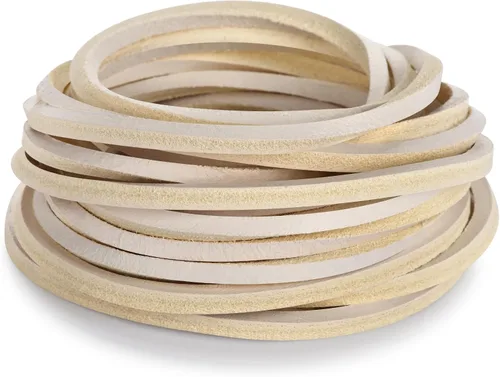 Miniatura 14 de TeeLiy 3 mm Cordón plano de tira de cuero genuino de 3 mm de ancho, cuero de grano completo de piel de vacuno, cordones de encaje, trenzado Atlantis
