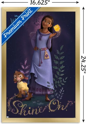 Miniatura 3 de Trends International Disney Wish - Póster de pared Asha, 14.72 x 22.37 pulgadas, versión con marco dorado