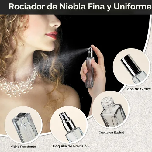 Miniatura 2 de Juego de botellas de perfume de vidrio Segbeauty, paquete de 5 de 10 ml de perfume portátil recargable de viaje, atomizador vacío rociador para Mixto
