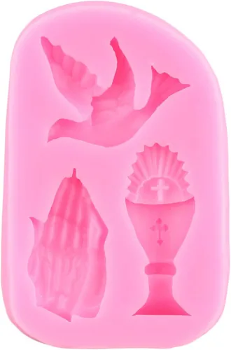 Miniatura 6 de Mujiang Molde de silicona de comunión para fondant de paloma, molde de caramelo con manos rezando para decoración de pasteles, pasta de goma