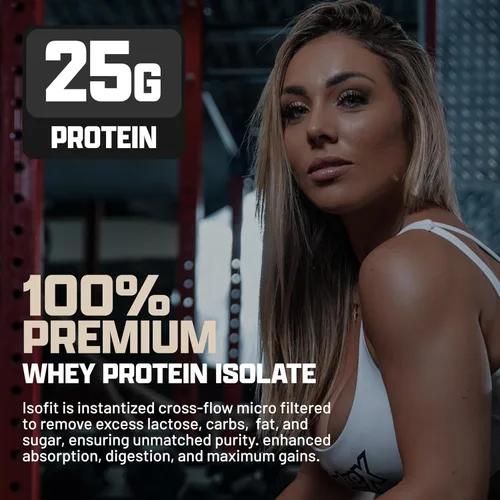 Miniatura 3 de Nutrex Research IsoFit Proteína de suero de leche en polvo instantáneamente 100% aislado de proteína de suero Recuperación muscular, sin