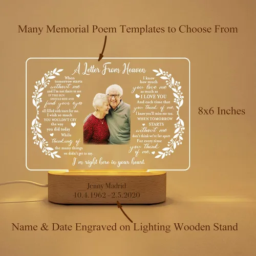 Miniatura 4 de Regalos Únicos Personalizados de Condolencias por la Pérdida de Mamá Personalizados en Memoria de un Ser Querido Marcos de Fotos Iluminados con Foto