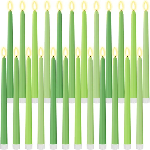 Miniatura 17 de Macarrie 24 Paquetes de Velas Cónicas Sin Llama Operadas con Batería Falsas de 11 Pulgadas de Largo Luz de Vela LED Sin Llama Parpadeantes Cónicas