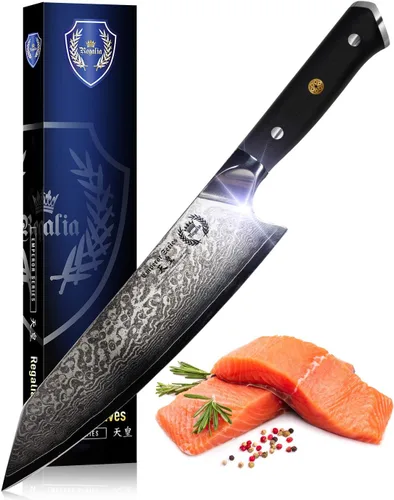 Miniatura 7 de Regalia Cuchillo de Carnicero Chino de Carne de 7 pulgadas: Cuchillo Japonés Profesional de Servicio Pesado AUS-10 Acero Damasco de 67 Capas Hoja