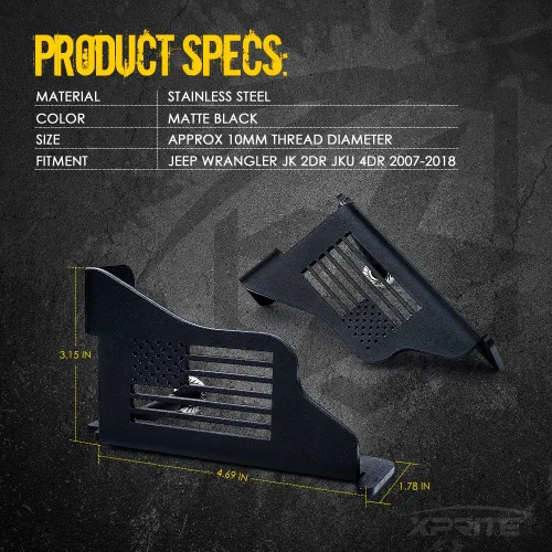 Miniatura 7 de Xprite Estriberas Desmontables para Puerta Compatibles con Jeep Wrangler JK JKU 2007-2018, Pedales de Descanso Montados en Bisagra de Puerta