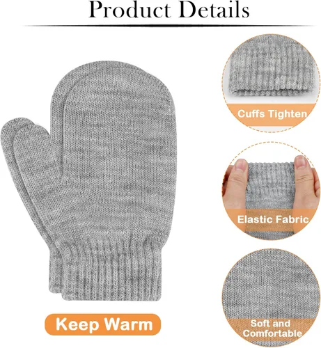 Miniatura 3 de ONESING 5 pares de guantes negros para bebés guantes cálidos para recién nacidos guantes de invierno para bebés y niñas