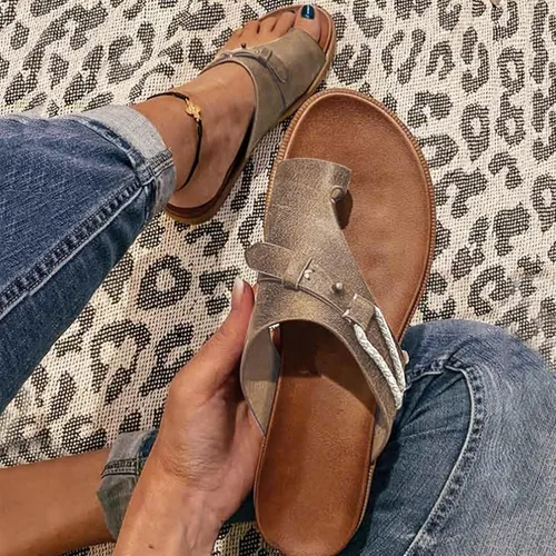 Miniatura 10 de Sandalias planas de verano elegantes para mujer, sandalias ortopédicas para mujer, soporte de arco