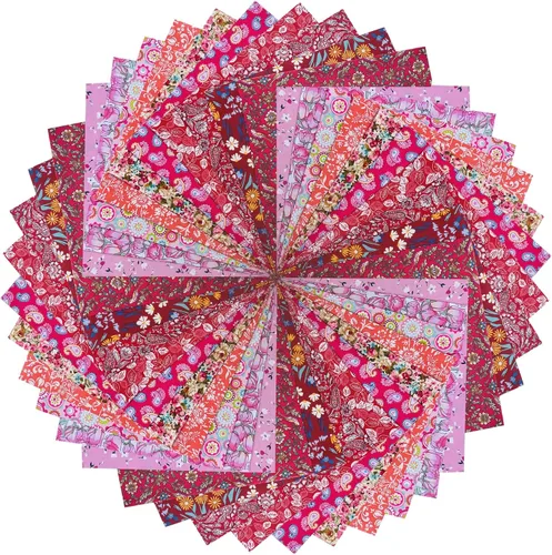 Miniatura 23 de Paquete de 200 cuadrados de tela de algodón multicolor de 4 x 4 pulgadas para coser acolchados, cuadrados de tela precortados para manualidades