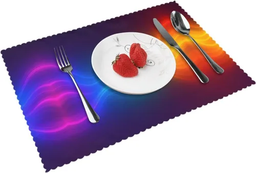 Miniatura 10 de Juego de 4 manteles individuales rectangulares, resistentes al calor, 4 manteles individuales impresos para cocina y comedor Caramelo 4