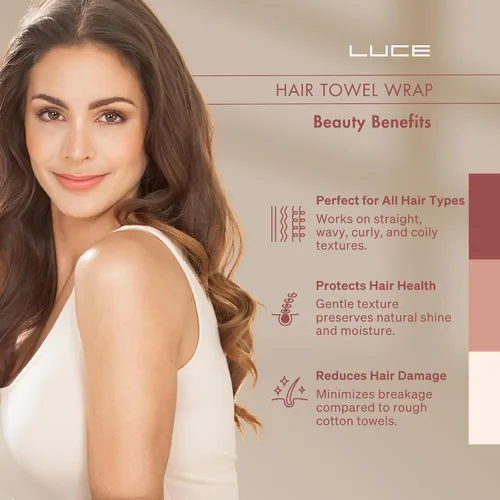 Miniatura 5 de LUCE Toalla para el cabello para mujer, toalla de microfibra de alta calidad de 400 GSM, antiencrespamiento, altamente absorbente, ajustable, gruesa