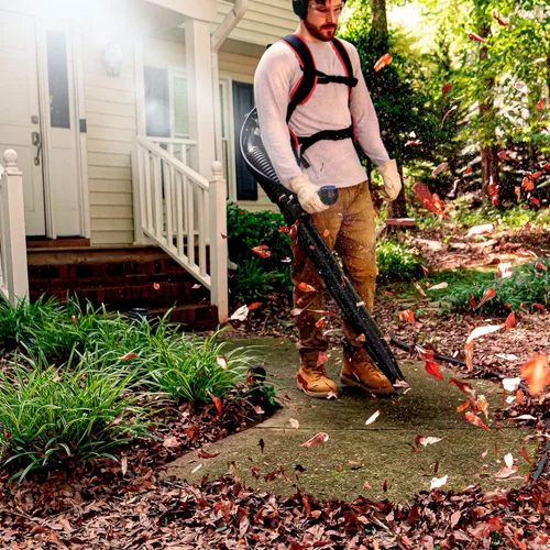 Miniatura 7 de LawnMaster NPTBL31AB - Soplador de hojas de mochila sin tirones, alimentado a gas con arranque eléctrico, motor de 2 ciclos de 31 cc, 470 CFM, 175