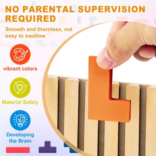 Miniatura 2 de Rompecabezas de bloques rusos Montessori de madera - Juguete apilable 3D para niños de 3 a 6 años, regalo educativo y rompecabezas para pensar
