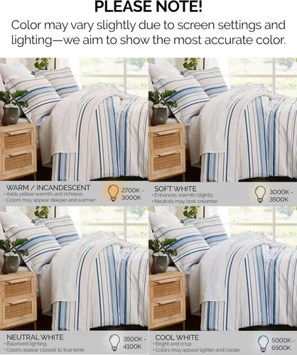 Miniatura 4 de Southshore Fine Living, Inc. Juego de edredón costero individual XL, edredón de plumón alternativo a rayas azules, tamaño individual XL con funda