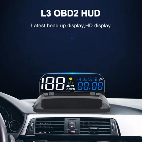 Miniatura 2 de KAOLALI Pantalla HUD Head Up Display para Coche, Pantalla HUD de Coche para Sistema Dual Digital OBD+GPS Pantalla de Medidor Inteligente MPH RPM