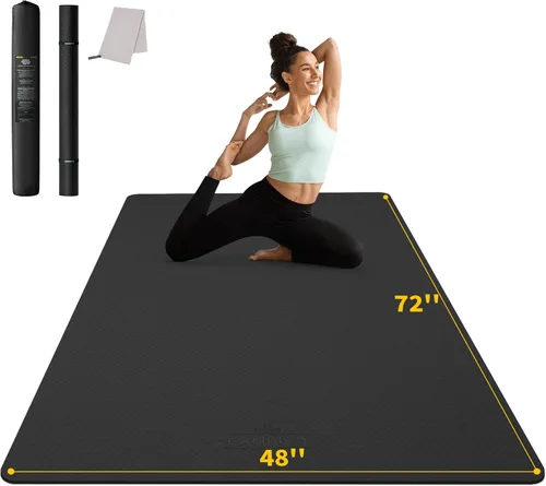 CAMBIVO Esterilla de Yoga Grande (6' x 4'), Alfombrilla de Entrenamiento Extra Ancha para Hombres y Mujeres, Esterilla de Yoga Gruesa de 1/3 y 1/4