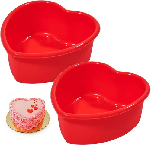 Miniatura 10 de Mini molde de silicona de 4 pulgadas para tartas de corazón, paquete de 2 moldes antiadherentes para el día de San Valentín, aniversario