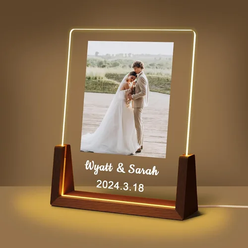 Regalos personalizados de San Valentín para parejas, para él, su novio, novia, marco de fotos iluminado con nombre de foto, aniversario, cumpleaños,