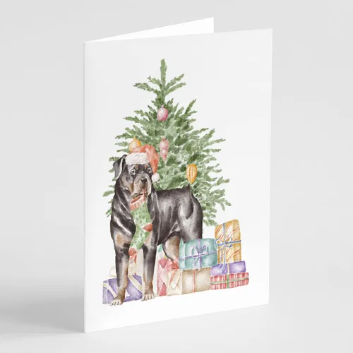 Miniatura 65 de Caroline's Treasures CK8213GCA7P Bulldog, Bulldog Inglés #2 - Tarjetas de felicitación y sobres de árbol de Navidad, paquete de 8 tarjetas en blanco