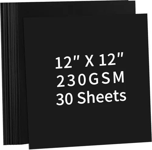 Cartulina negra – 12 x 12 pulgadas, 85 libras, papel de cartulina perfecta para álbumes de recortes, manualidades, tarjetas de visita, 30 hojas de