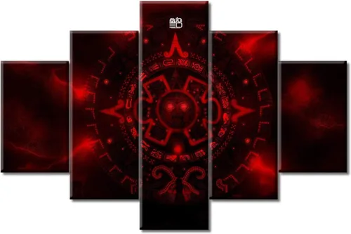 Miniatura 21 de Arte de pared con varios paneles, calendario maya, imágenes de piedra del sol, pinturas de civilización azteca sobre lienzo, sala de estar