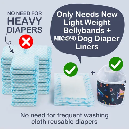 Miniatura 3 de MICOOYO Pañal para Perro Macho Ligero Envolturas para Perro Pañales Lavables para Perros Bandas para Vientre de Perrito para Perros Machos, Pañales