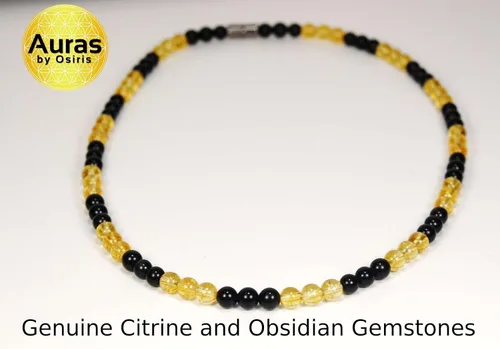 Miniatura 26 de Collar de cristal de obsidiana negra hecho a mano, collar de cuentas de piedras preciosas naturales auténticas, curación, protección, talismán mala