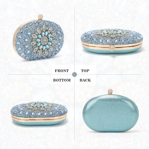 Miniatura 2 de Bolso de mano de noche con diamantes de imitación para mujer, bolsa de mano con diamantes brillantes y brillantes, bolsa de fiesta de boda de cristal