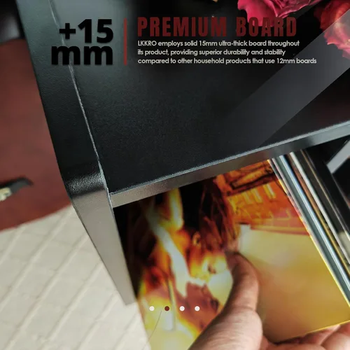 Miniatura 4 de Soporte para tocadiscos con almacenamiento de vinilo, soporta hasta 136 kg, gran mesa para tocadiscos con gabinete para almacenamiento de álbumes
