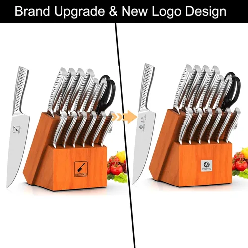 Miniatura 7 de imarku® Juego de cuchillos, juego de 14 piezas para cocina con bloque, juego de cuchillos de cocina de una pieza premium con afilador, juego