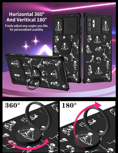 Miniatura 4 de Funda 2 en 1 para Samsung Galaxy Note 10 Plus con diseño de calavera para teléfono con diseño de esqueleto para yoga, fantasma, horror, con cubierta