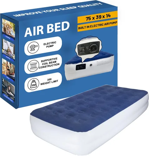 Greaton Colchón de aire de firmeza media con bomba eléctrica, cama con tecnología de bobina cómoda impermeable, colchones portátiles multiusos para
