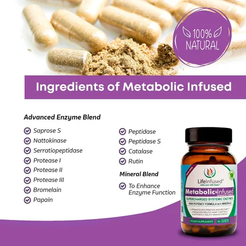 Miniatura 2 de Life Infused Infusión metabólica: mezcla de 11 enzimas sistémicas de primera calidad y 72 minerales clave para funciones corporales óptimas y un