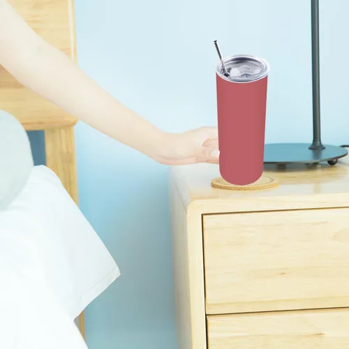Miniatura 7 de Amtidy Paquete de 12 vasos delgados de 20 onzas con tapa y popote, vaso aislado al vacío de doble pared para bebidas frías y calientes