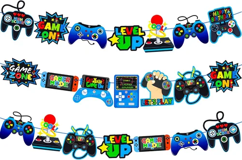 3 unidades de controlador de videojuegos, decoración de fiesta de video, decoración de cumpleaños para niños y niños, suministros de fiesta,