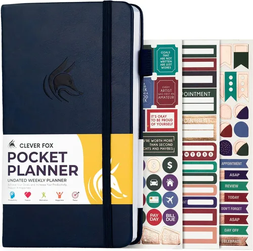 Miniatura 17 de Clever Fox Agenda de bolsillo semanal – Agenda mensual sin fecha y calendario, mini planificador perfecto para bolso, 3.7 x 6.7 pulgadas