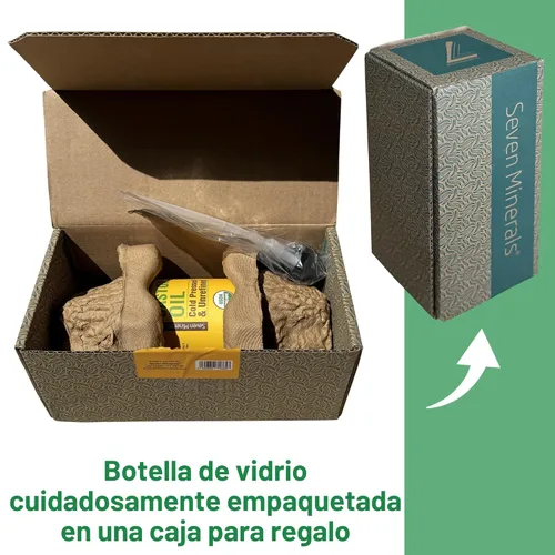 Miniatura 6 de Seven Minerals Nuevo Aceite de Ricino Orgánico Prensado en Frío Sin Refinar en Botella de Vidrio de 16 fl oz - Paquete de Botella de Vidrio - 100%
