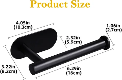 Miniatura 3 de WYSE Soporte de papel higiénico negro autoadhesivo, soporte para papel higiénico para baño, portarrollos de papel higiénico, acero inoxidable SUS304