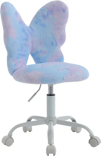 Butterfly - Escritorio y silla para niños, ajustable, giratorio, peludo, azul, para el hogar, dormitorio, escuela, dormitorio