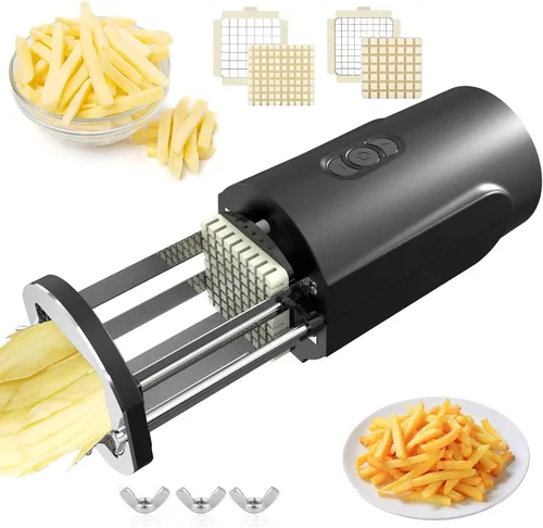 Cortador eléctrico para papas fritas, cortador de patatas comerciales profesional con hoja de acero inoxidable de 1/2 y 3/8 pulgadas, fabricante