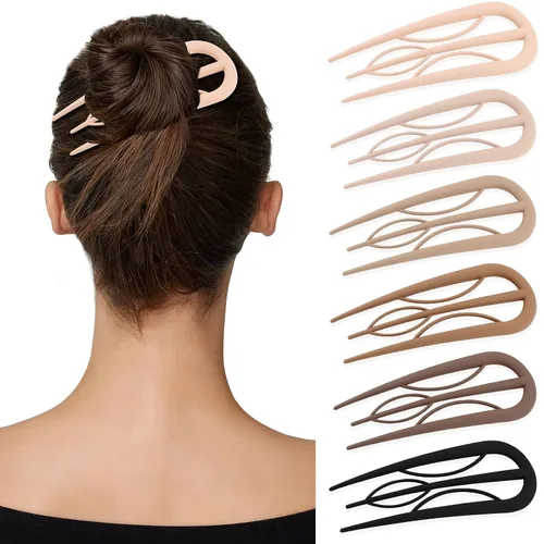 Miniatura 10 de 6 horquillas francesas para mujer, tenedores grandes en forma de U con dientes internos, fuerte sujeción para cabello grueso y fino, rizos franceses