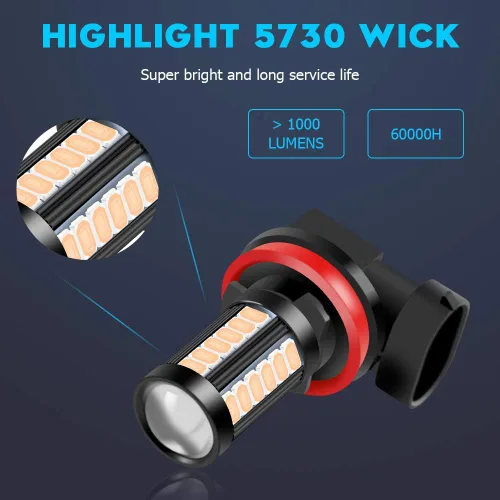 Miniatura 3 de Bombillas LED antiniebla H8 H11 de repuesto para automóviles súper brillantes 6000 K rosa 5730 33SMD para luces de circulación diurna DRL 12 V-2