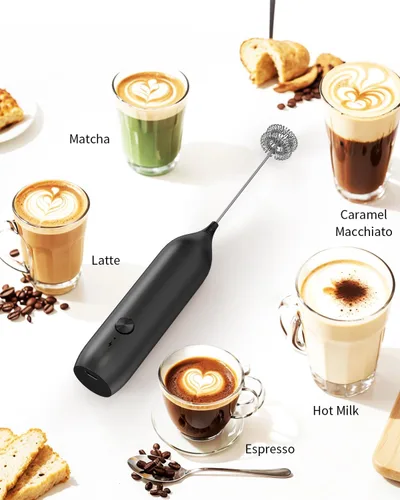 Miniatura 7 de CIRCLE JOY - Espumador de leche recargable de mano, varita espumadora de café con mezclador de bebidas y batidor de acero inoxidable para café