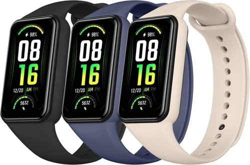Miniatura 10 de Amzpas Bandas de TPU para Amazfit Band 7 Fitness & Health Tracker, paquete de 3 pulseras suaves y transpirables, correa deportiva de repuesto