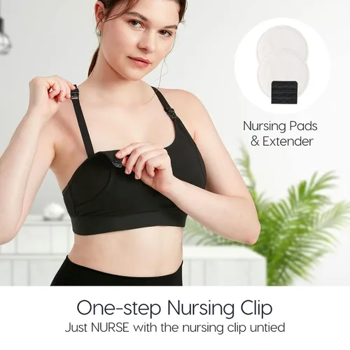 Miniatura 3 de Lupantte Brasier de bombeo manos libres para mujer, paquete de 2, cómodo brasier de extracción de leche con almohadillas, brasier de lactancia
